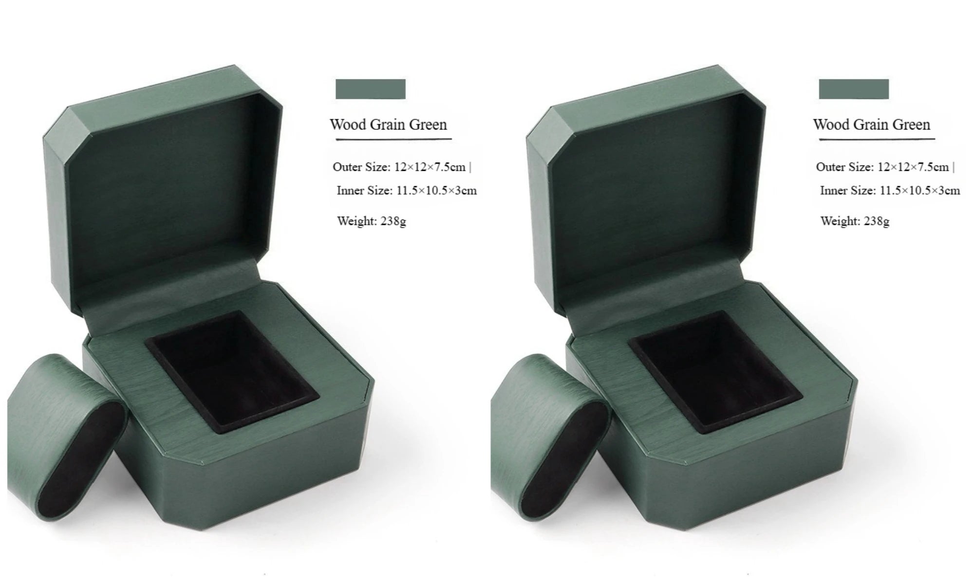 2-Piece Octagonal Green PU Leather Watch Box,Watch Case Portable Premium Gift Case for Wristwatch & Bracelet Storage,Display Box Qme Green 2Pcs