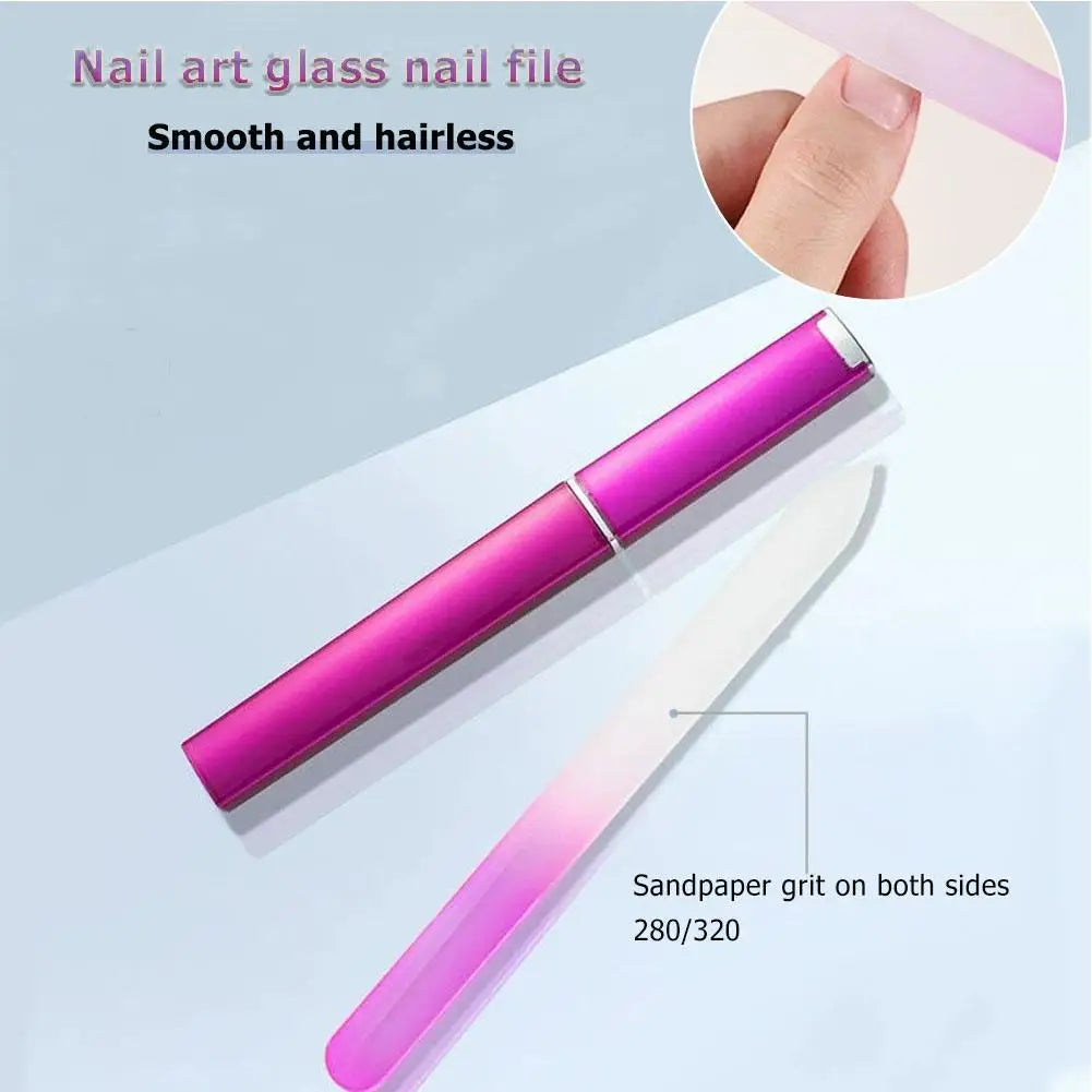 Glass Nail Files Natural Nails Double Side Polish Crystal Fingernail Qme