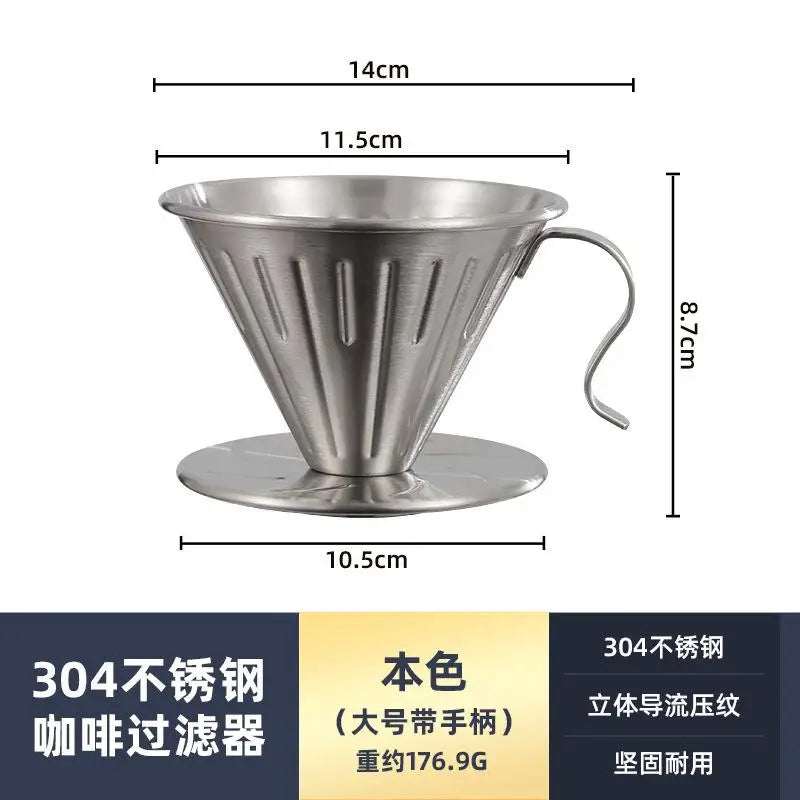 Stainless Steel Pour Over Coffee Dripper Reusable Rustproof Design Qme C
