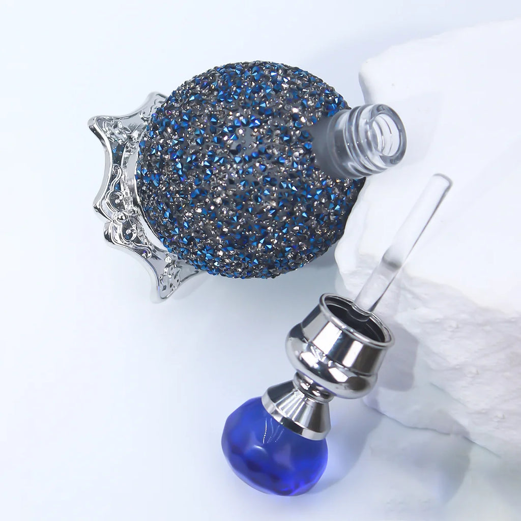 15ml Perfume Decanter Bottle,Luxuriou Perfume Bottle with Sparkling Rhinestone Decoration,Dropper Essential Oil Dispenser Bottle Qme