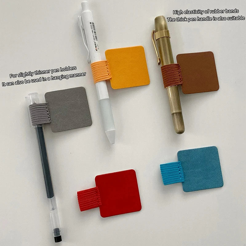 Pen Loops Pencil Holders Self-adhesive PU Leather Pad Stylus Books Qme