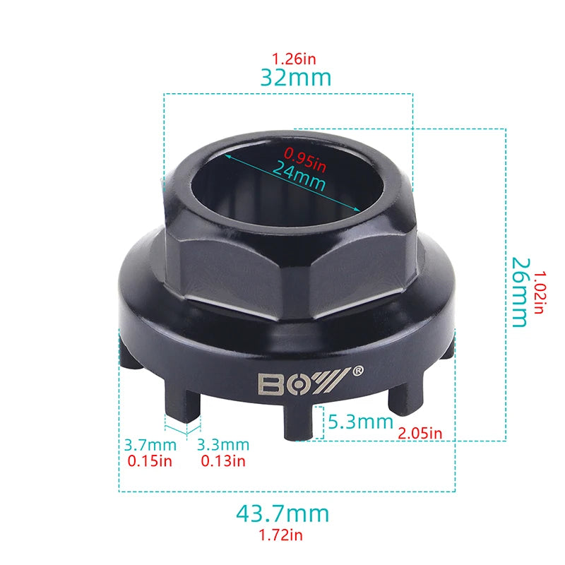 8 Teeth Fitting Chainring Lockring Removal Sleeve Eight Notch Tool Qme