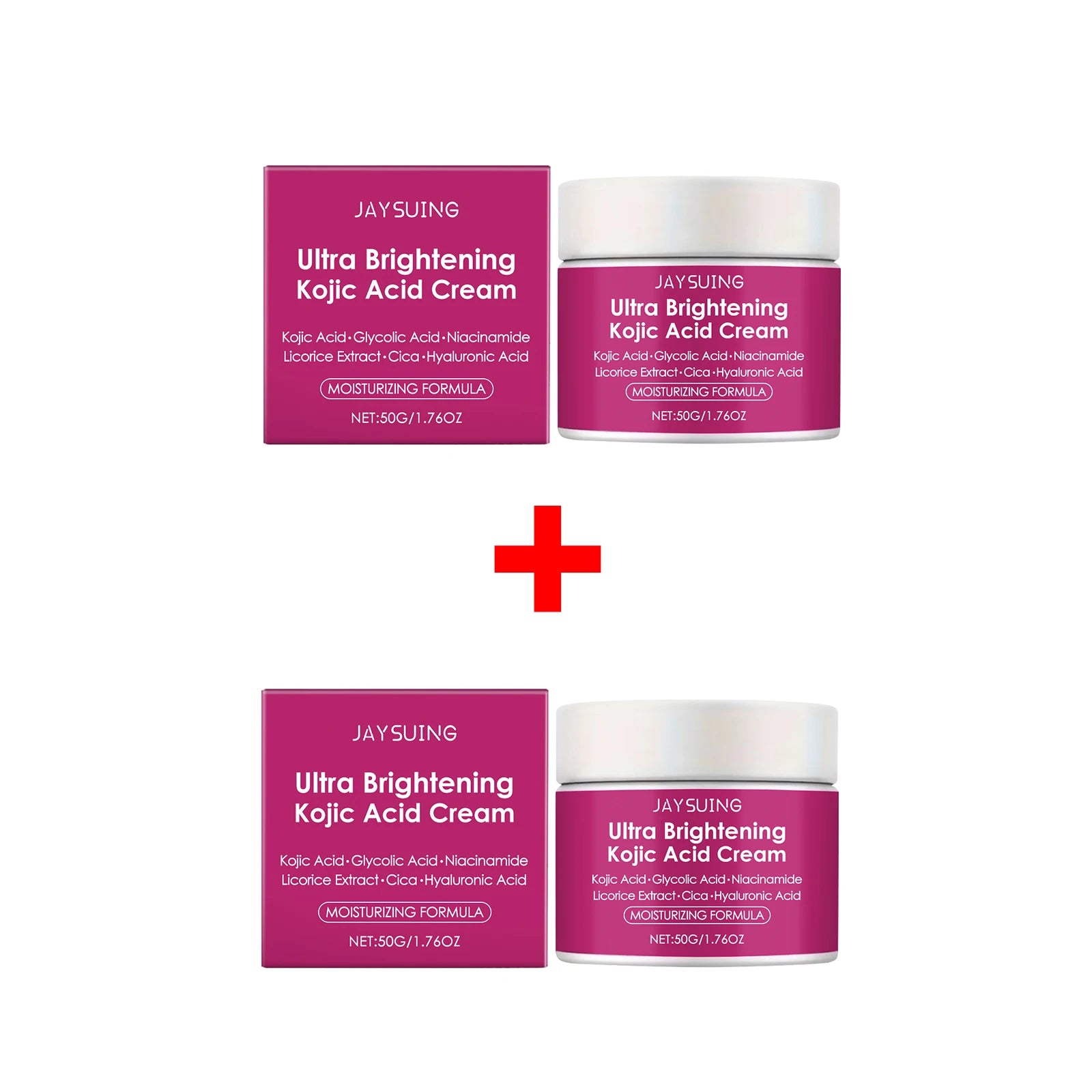 Kojic Acid Facial Cream Brightening Fast Lightens Melanin Remove Dull Pigment Strengthen Skin Barrier Moisturizes Face Cream 50g Qme 100g Boxed