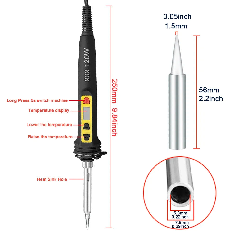 100W 120W 150W Digital Soldering Iron Repair Welding Tool Calibration Qme