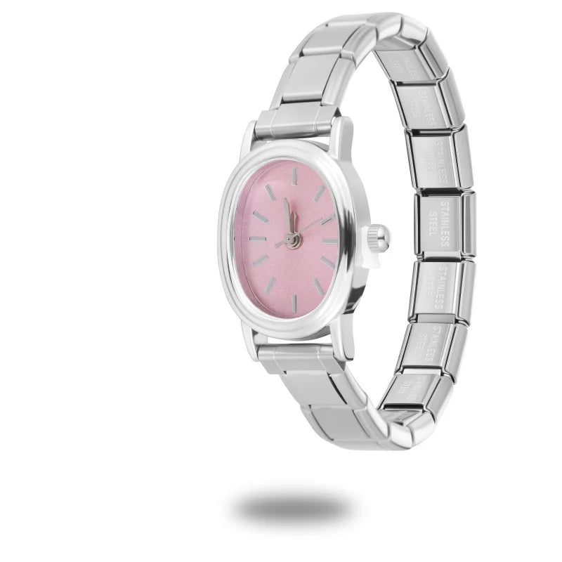 Fashion Women's Stainless Steel Round Blush Watch DIY High Quality Watch Bracelet Bangle For Party Friend Birthday Jewelry Gifts Qme Style 22