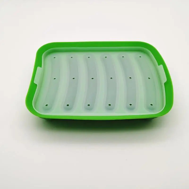 Sausage Maker Mould 6 Cavity Silicone DIY Ham Hot Dog Making Moulds With Lid Household Sausages Cake Baking Tool Molds Qme Green