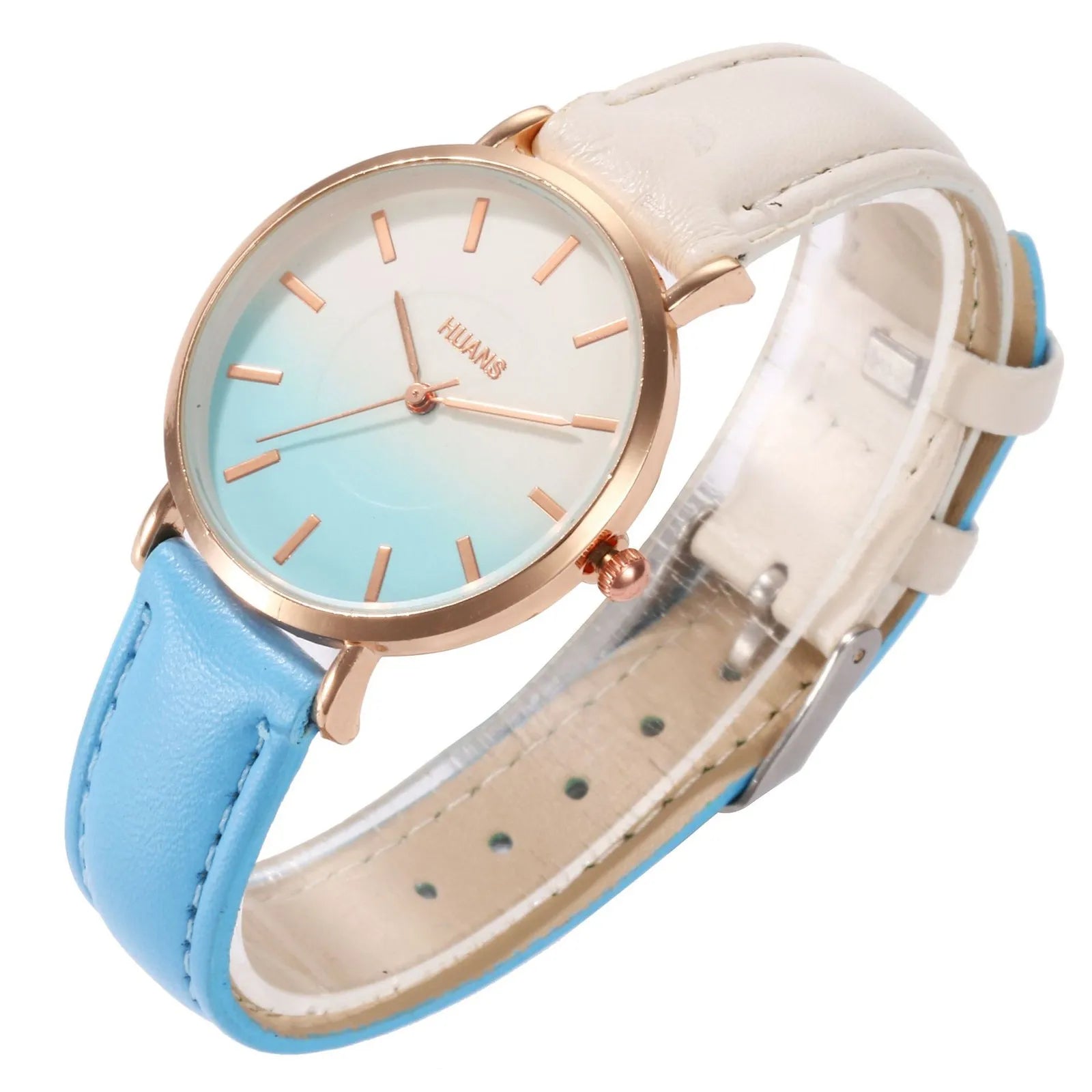 New Fashion Pointer Watch Gradient Leather Wristband Watch Quartz For Women Casual And Versatile Exquisite Cute Compact Watch Qme