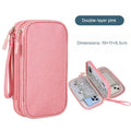 A Portable travel digital storage bag USB cable organizer headphone charger box gray/black/pink/blue neat and convenient Qme Pink