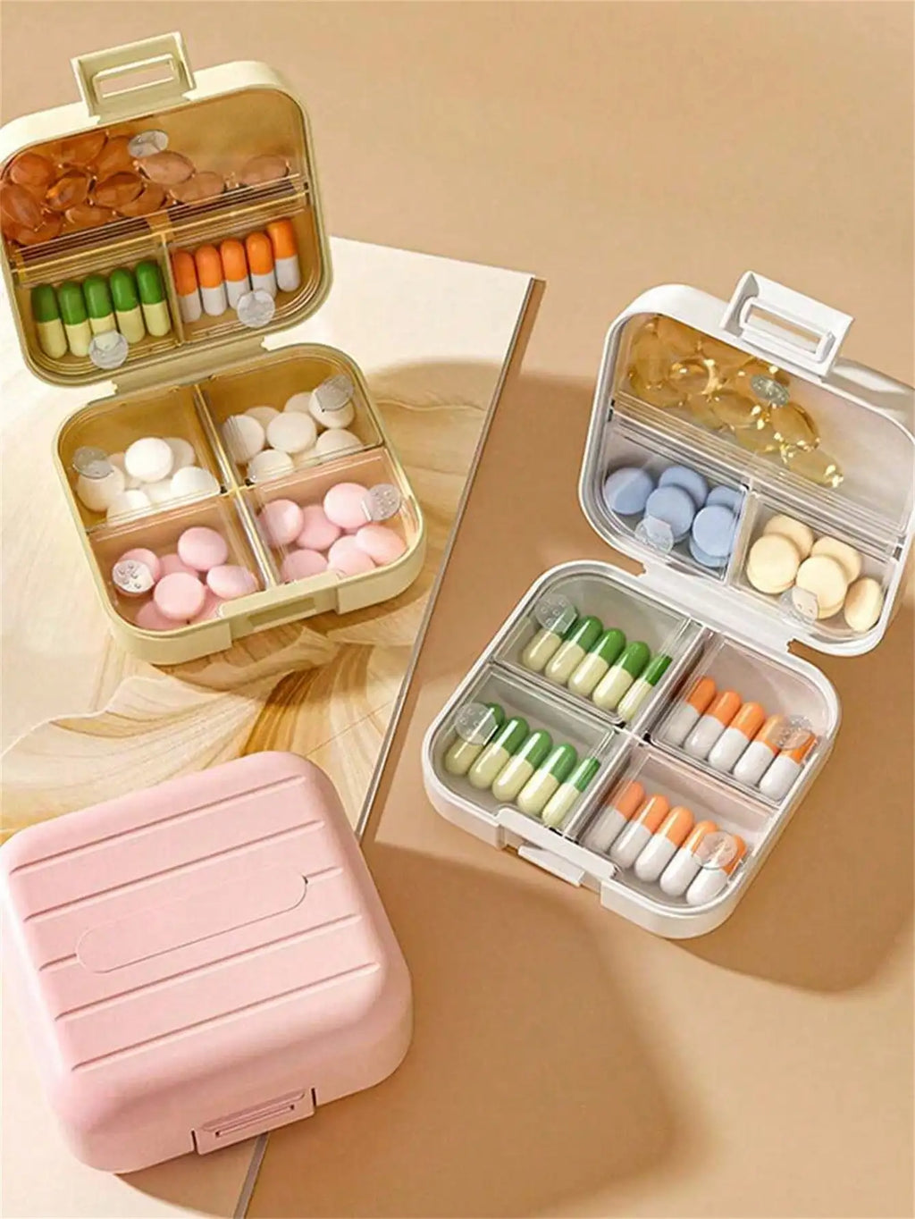 7-Compartment Portable Travel Mini Pill Case Waterproof Qme