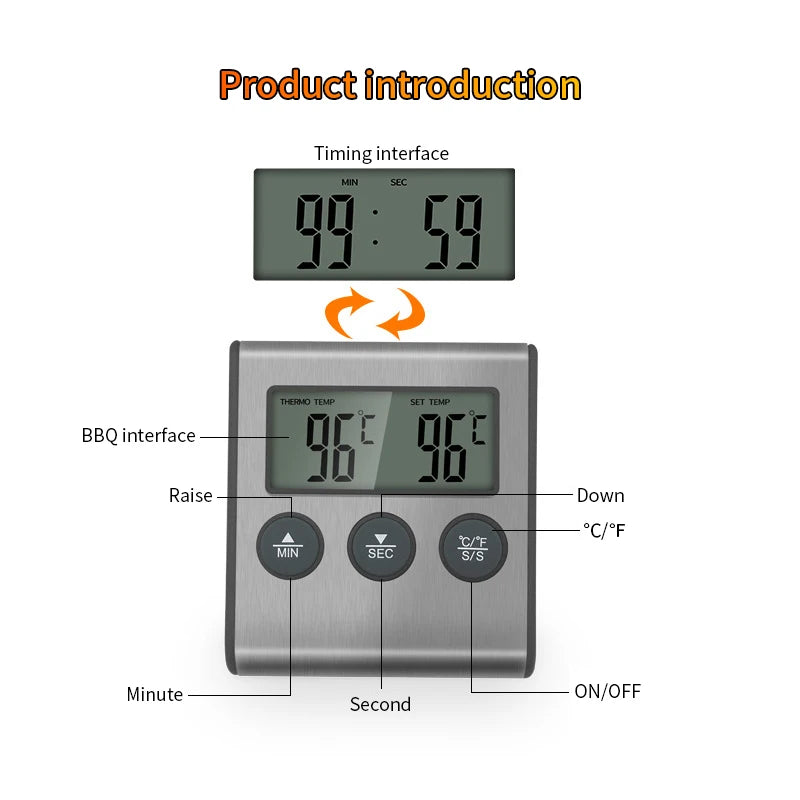 Kitchen Digital Cooking Thermometer Meat Food Temperature Oven BBQ Qme