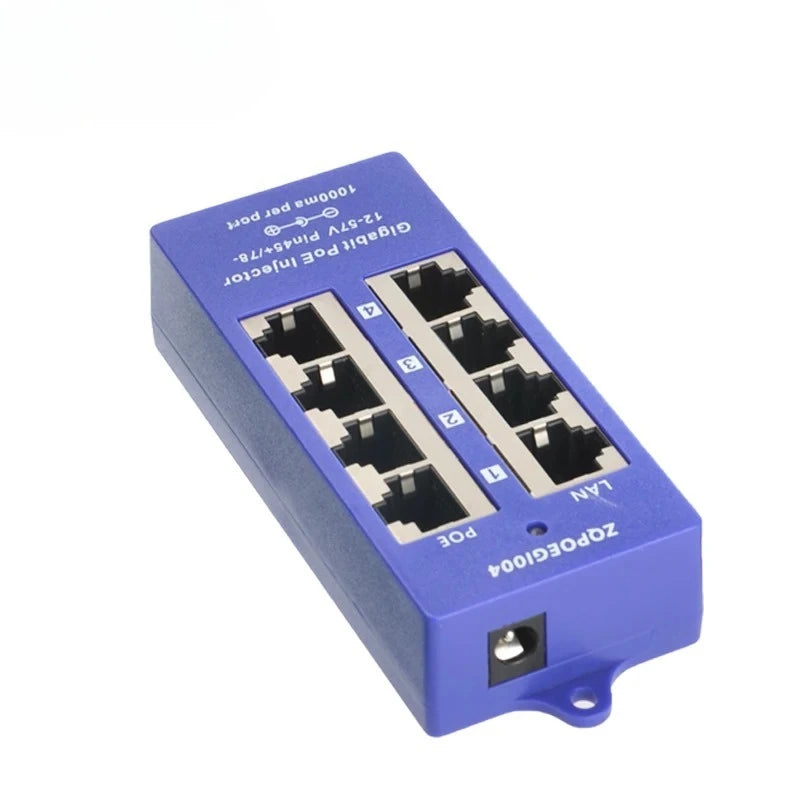 1PCS 4-Port POE Injector Gigabit B-Mode Ethernet Power Supply 24V60W Switch Router Qme