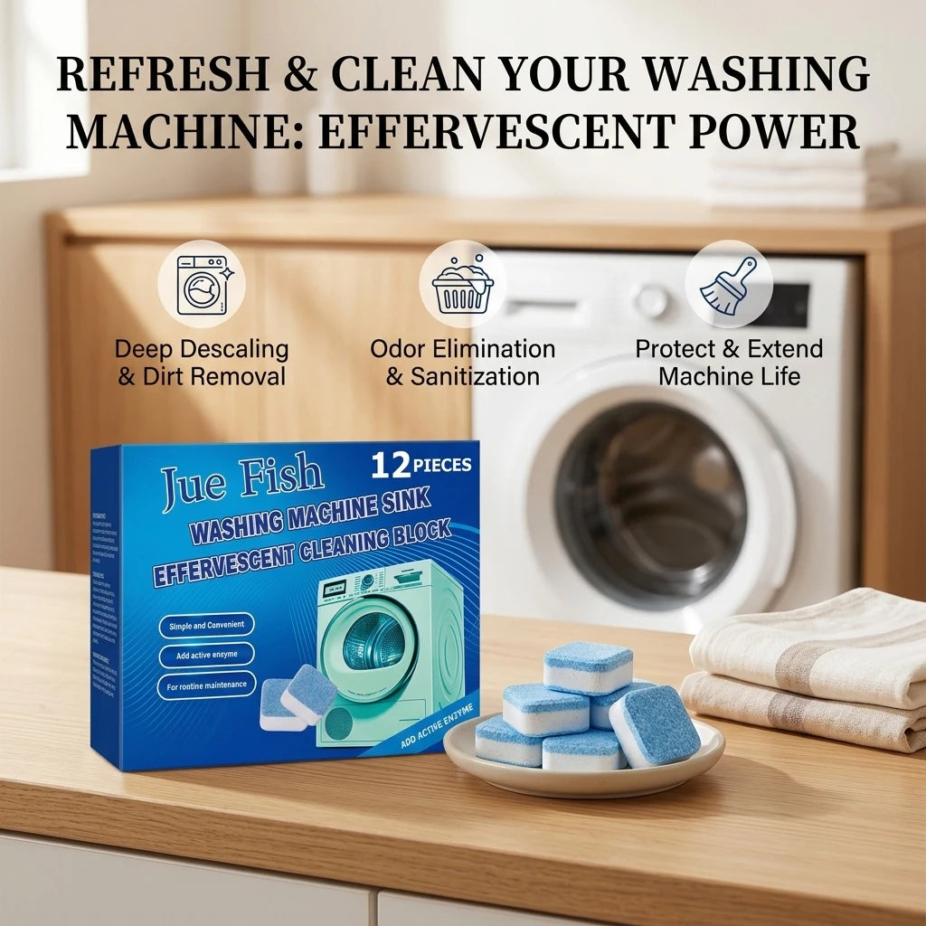 Washing Machine Effervescent Cleaning Tablets Removing Stains & Scale Eliminate Odors Routine Maintenance Washer Cleaning Sheet Qme