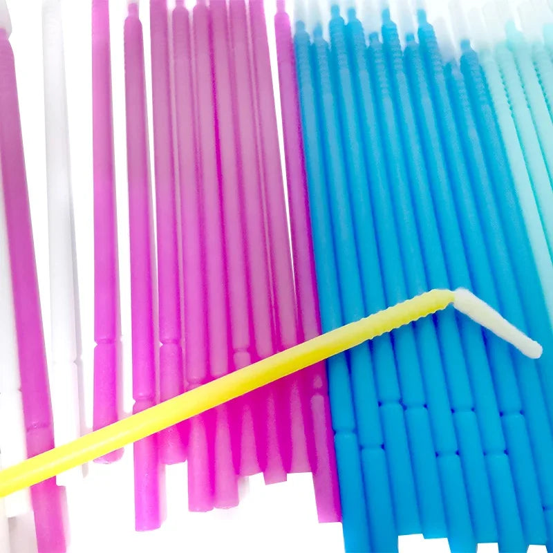 100pcs/Pack Bendable Micro Brushes Disposable Microbrush Applicators Eyelash Extensions Eyelash Glue Cleaning Brush for Eyelash Qme