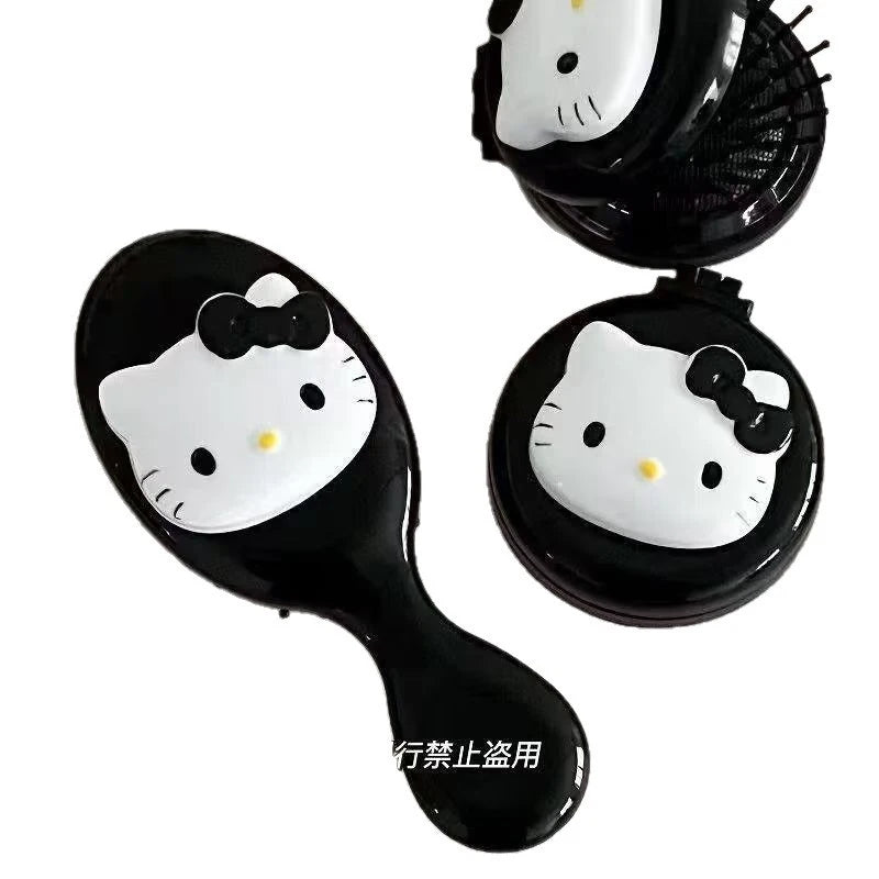 Cute Hello Kitty Black Air-cushion Comb 2-in-1 Mini Mirror Qme