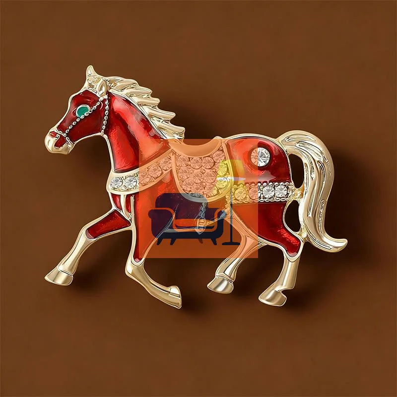 Luxury Horse Brooches For Women Unisex 4-color Elegant Enamel Animal Year Of The Horse Brooch Pins Gifts Qme