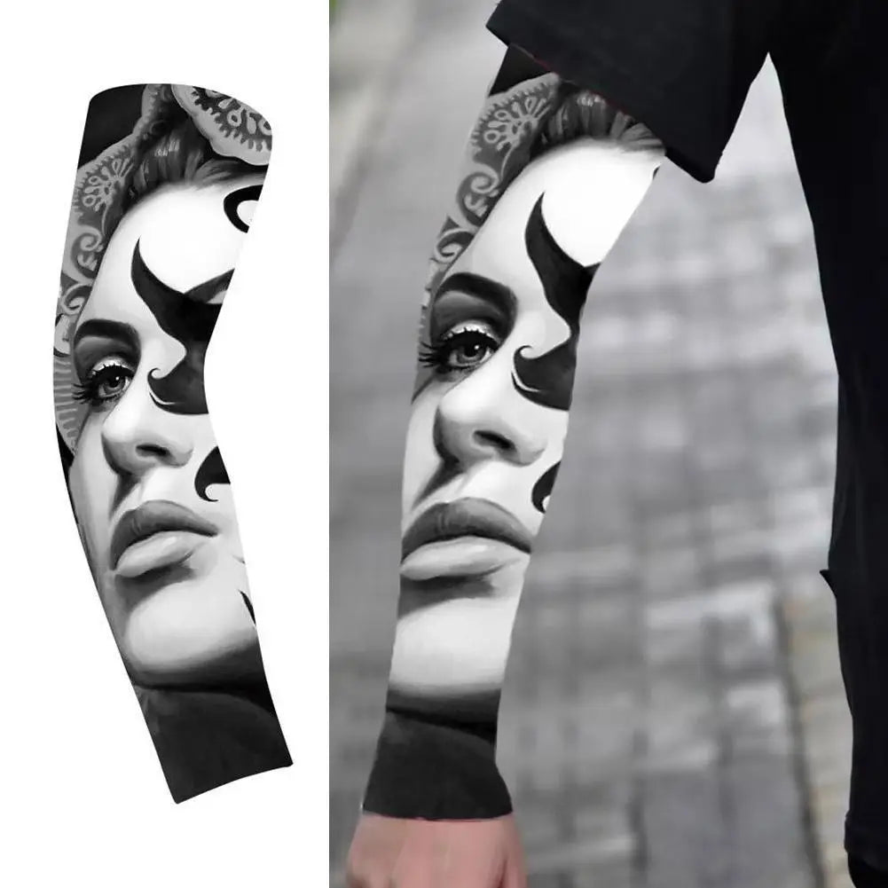 Summer Ice Silk Tattoo Sleeves Arts Temporary Fake Slip On Tattoo Arm Sleeves Sports Sunscreen Sleeves Cycling Driving Fishing Qme