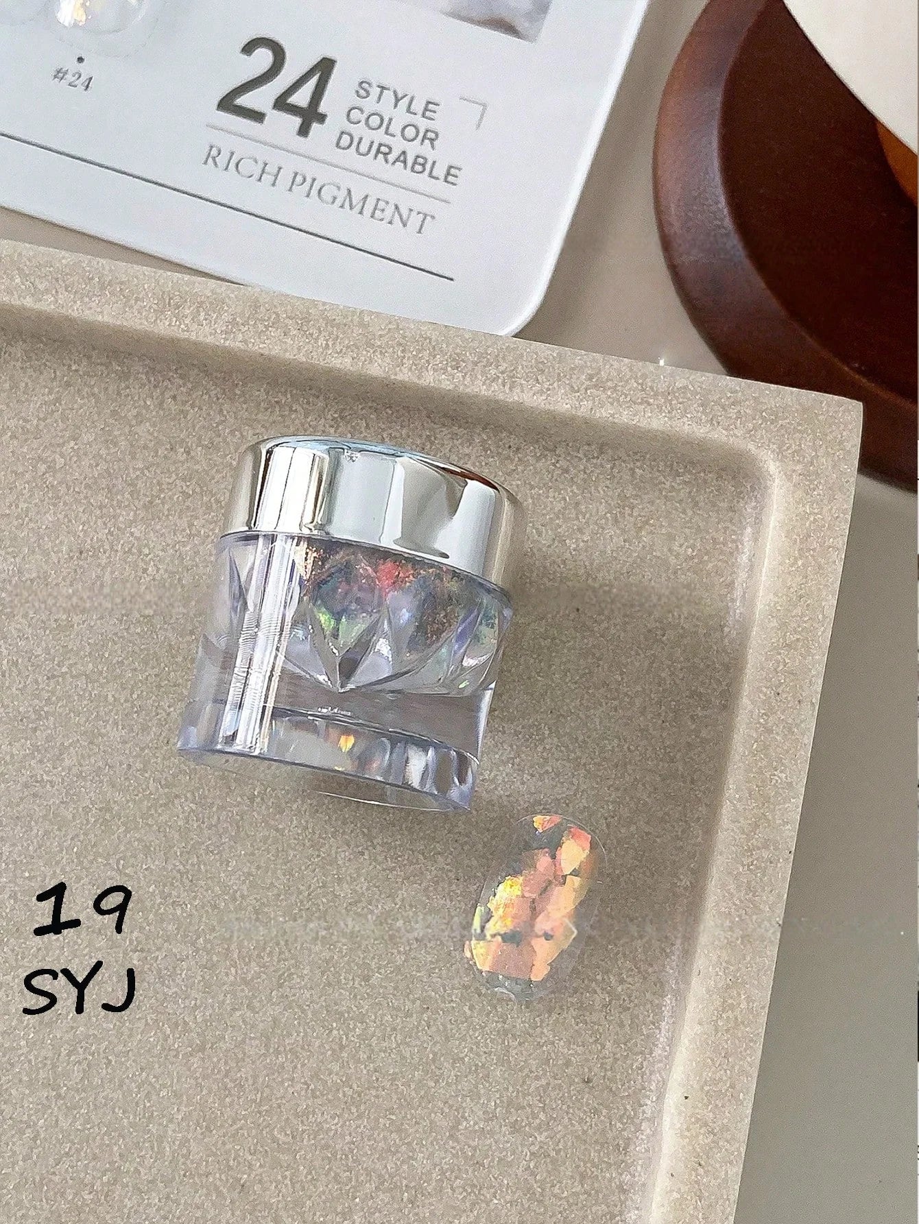 1 High-end Mirror Magic Powder Storage Box Colorful Bright Nail Art Qme 19