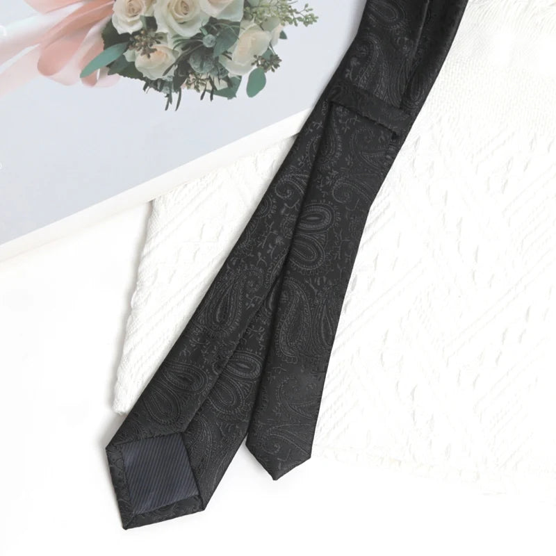 Mens Casual Slim Tie Fashion Necktie Black Stripes Floral Plaid Solid Qme