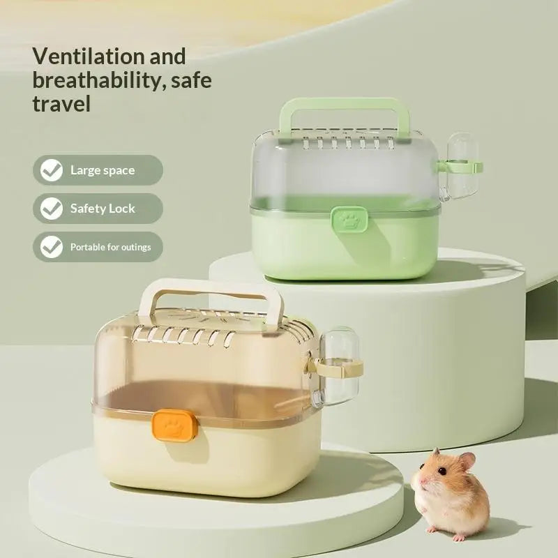 Small Animal Hamster Travel Cage Pet Supplies Portable Carrying Qme