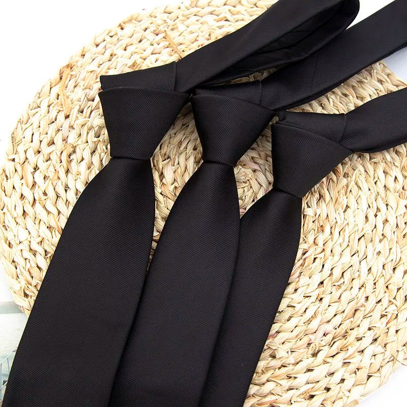 Black Neck Ties Men Women Casual Suits Solid Tie Gravatas Skinny Mens Qme