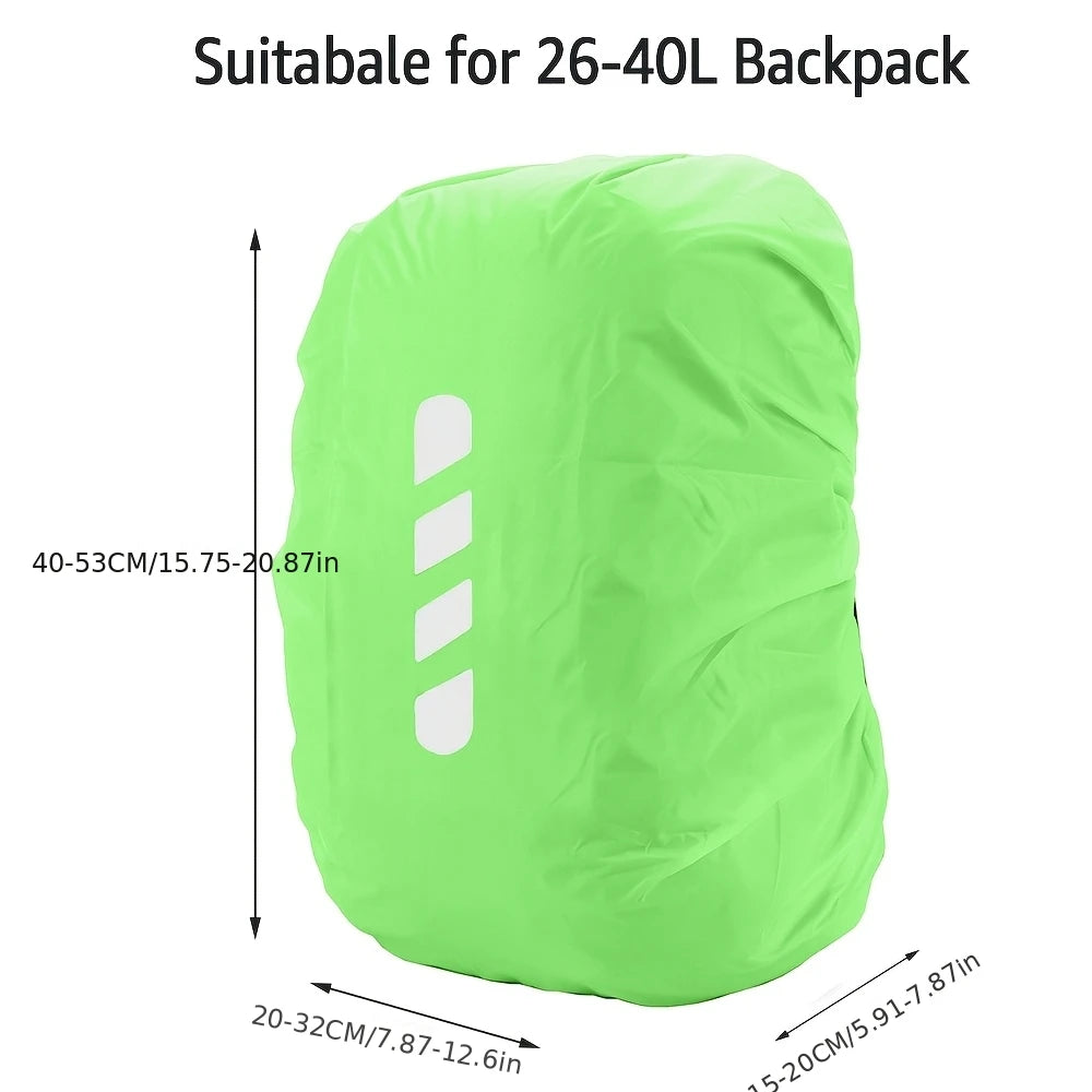 Reflective Waterproof Backpack Rain Cover Outdoor Sport Cycling Night Safety Light Raincover Case Bag Cover for Hiking Camping Qme