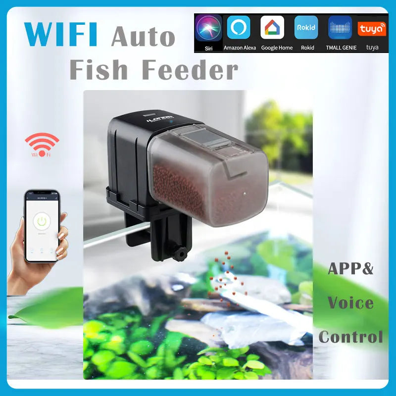 Ilonda Wifi Fish Feeder Organ Smart Control Aquarium Tank Automatic Feeding Device Timing Fishing Equipment Accessories Carp Qme