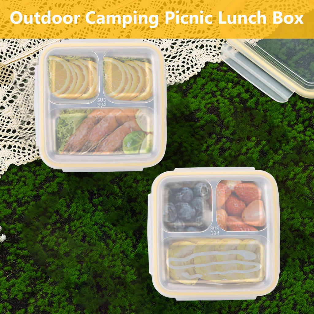 Freezer Lunch Box Outdoor Picnic Stainless Steel Food Container 1200m Capacity Lunch Box with Divided Compartments Qme