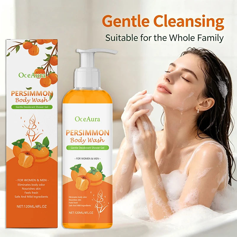 Natural Persimmon Extract Shower Gel Gentle Cleansing Nourishing Body Qme