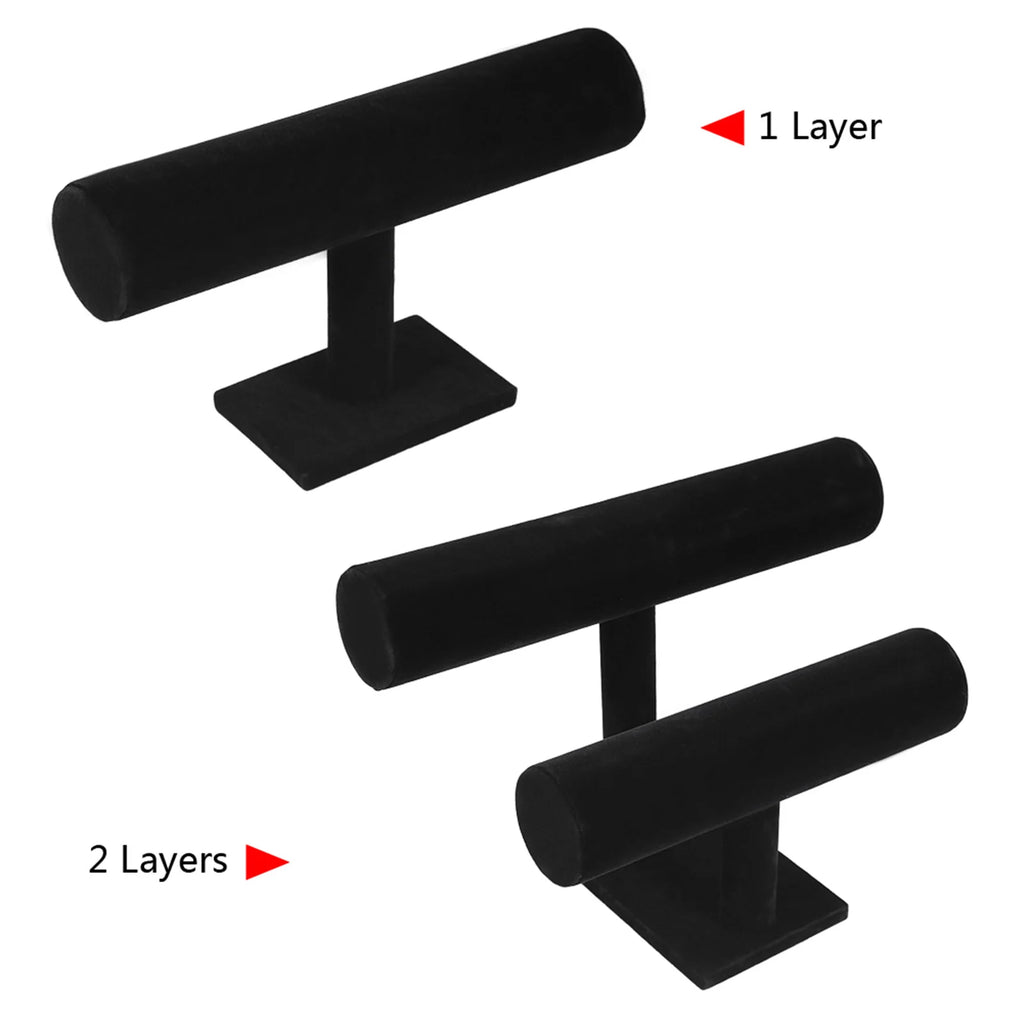 2Types Jewelry T Bar Stand Jewellery Necklace Watch Bracelet Display Organizer Rack Holder Jewelry Stand Bracelet Display Stand Qme