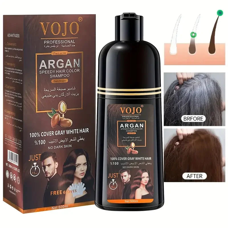 Unisex Adult Black Brown Hair Dye Shampoo Foam Plant-based Not Damage Qme