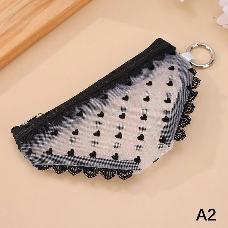 Lace Trim Mesh Cosmetic Bag Transparent Design And Portable Perfect For Travel Daily Use Storing Qme style 4