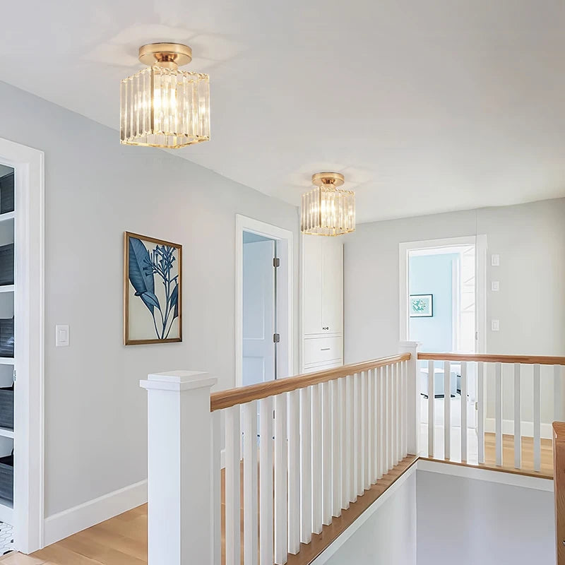 Nordic modern luxury crystal E27 ceiling light for bedrooms, corridors, restaurants, stairs, bathrooms, lighting fixtures Qme