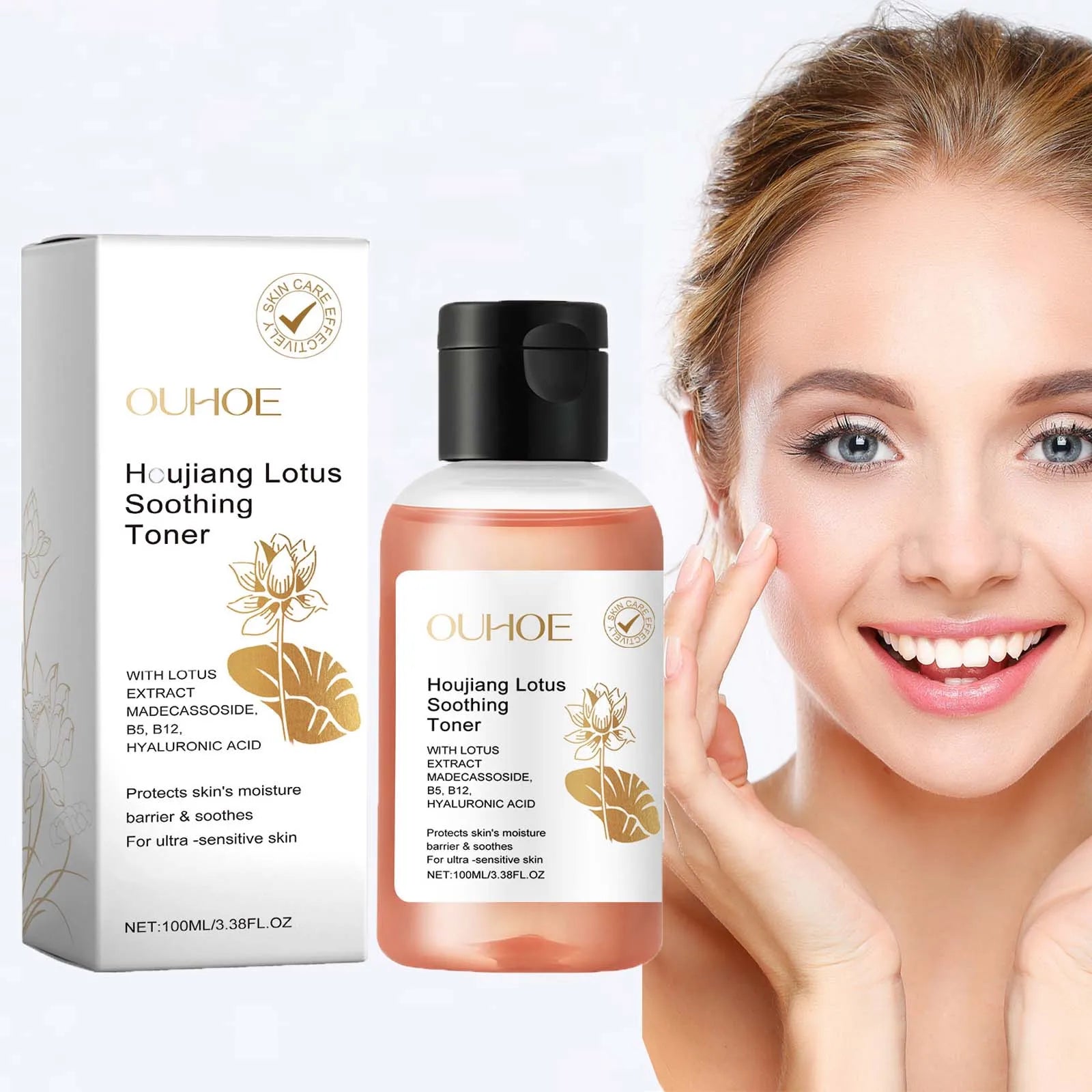 Lotus Facial Toner Soothing Moisturizing Smoothing Brightening Firming Skin Care for Sensitive Skin Pore Refining Essence Toner Qme