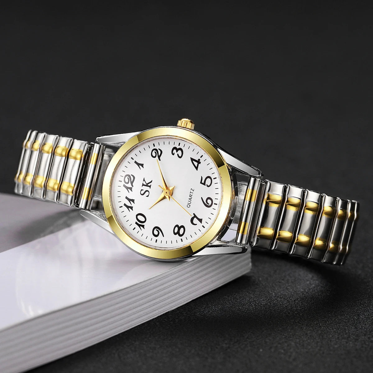 3 pçs/set relógios femininos moda pequeno mostrador liga elástica relógio de quartzo meninas reloj mujer (sem caixa) Qme