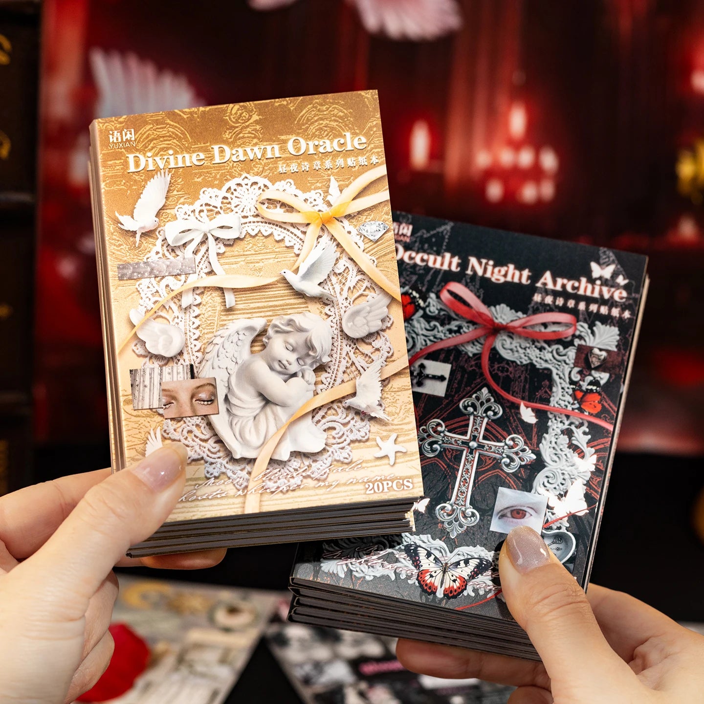 Dark Gothic Style Die Cut Stickers Book 20/40 Sheets Retro Cartoon Handmade Decorative Scrapbooking Diary Stationery Supplies Qme AB-40 Sheets