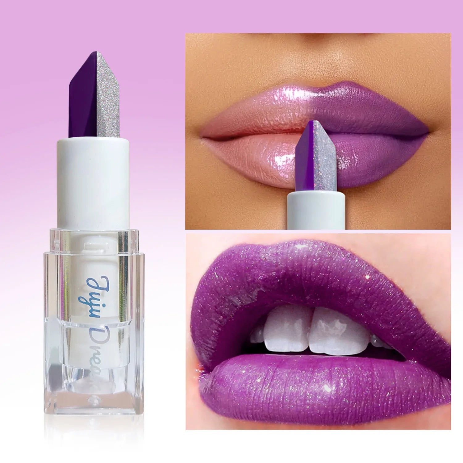 Color-changing Dual-tone Lipstick Temperature-sensitive Rose Purple Qme
