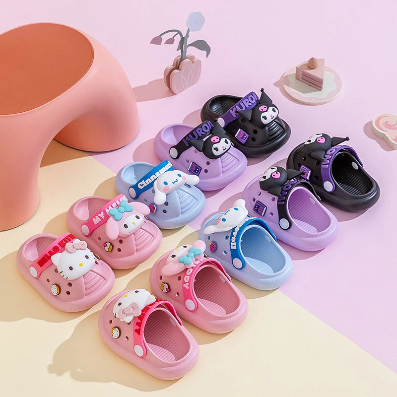 Hello Kitty Kuromi Garden Slippers Cute, Soft-Soled EVA, Non-Slip Indoor Home-Use Holey Slippers Qme