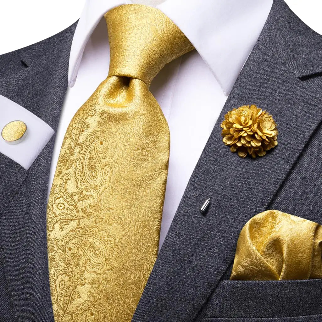 25 Colors Neck Ties Men Luxury Wide Silk Wedding Tie Pocket Square Qme N-3053-XH-0070