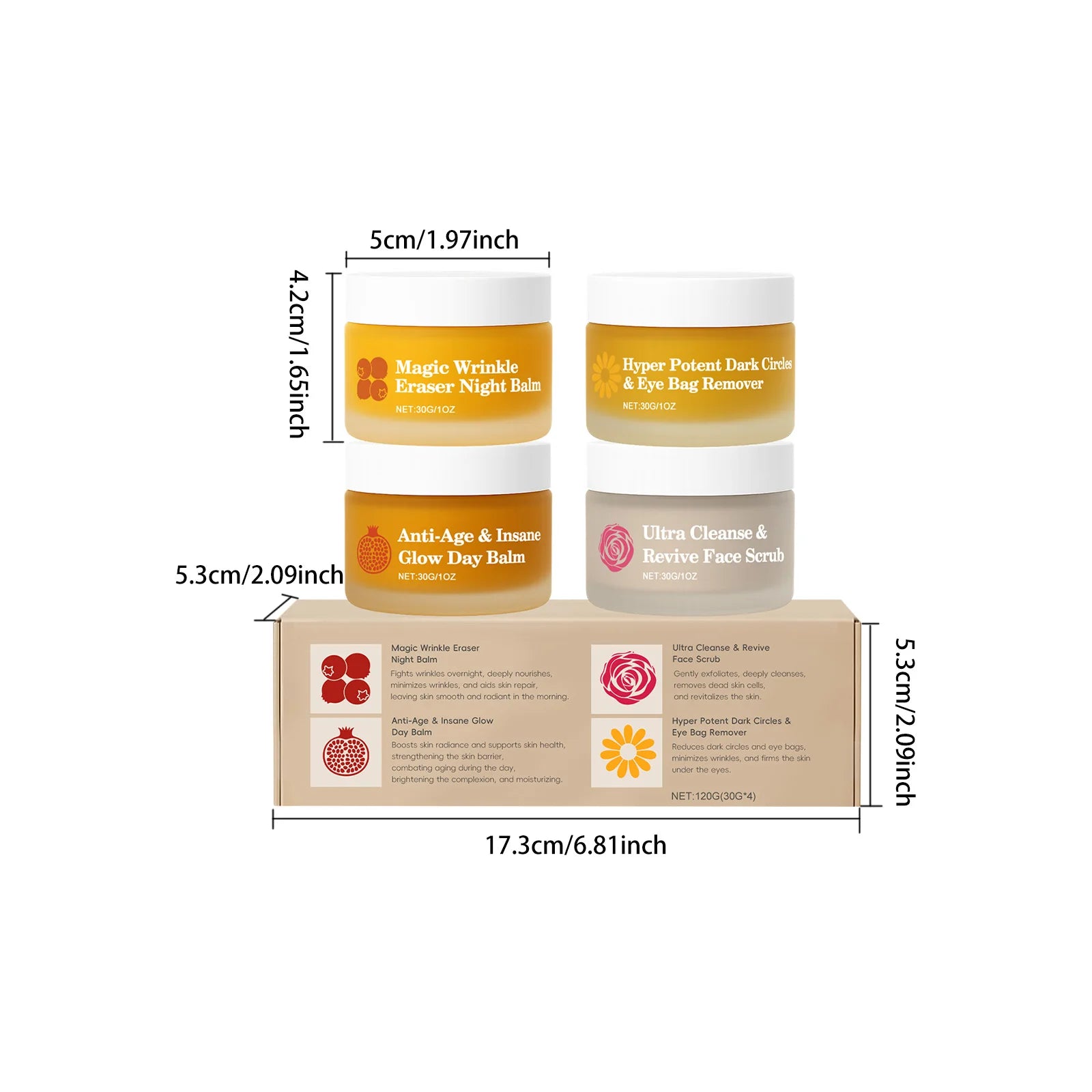 Day Night Skincare Set Firming Moisturizing & Skin Barrier Repair Cream Tightening Brighten Face Scrub Nourishing Eye Care Combo Qme 1 set