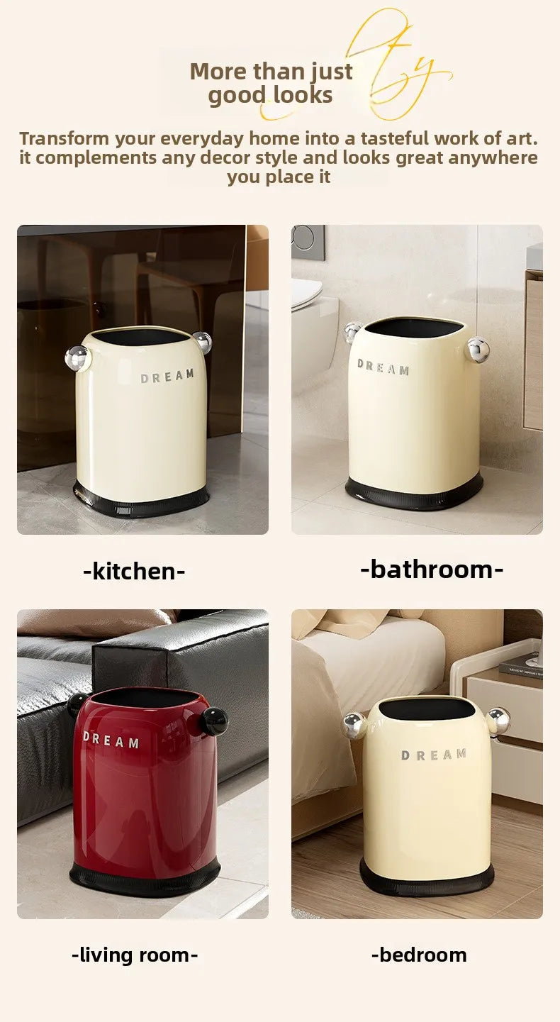 Luxury Home Trash Can for Living Room&Bedroom Garbage Bin Decorative Wastebasket for Office,Bathroom&Desktop,Storage Solution Qme