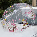 Hello Kitty Kuromi Cartoon Transparent Umbrella Fully Automatic Folding Thickened Three-Fold Student Umbrella Qme 1 Manual