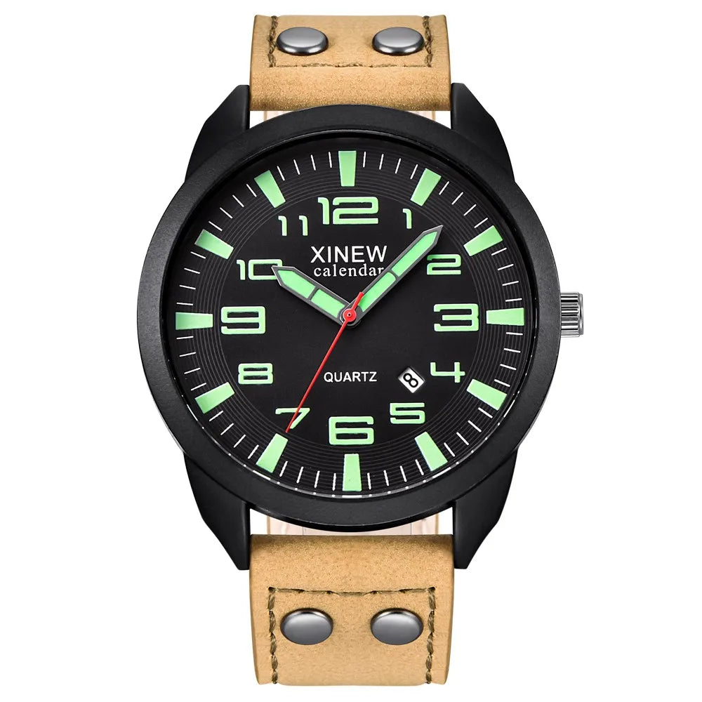 Men’s Luxury Fashion Casual Business Luminous Waterproof Alloy Leather Strap Quartz Watch Simple Basics Round Dial Reloj Hombre Qme E No