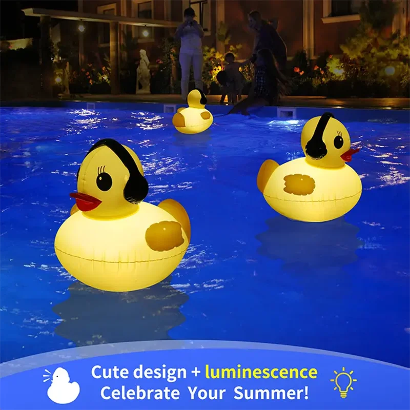 The little duck floating pool light solar RGB PVC inflatable LED pool light is suitable for garden party beach pool decoration Qme