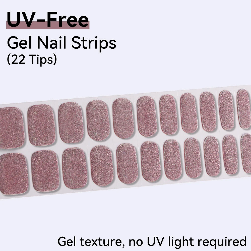 22tips UV-Free Aurora Design Nail Strips Decoration Glitter Sticker Qme BSA-0389