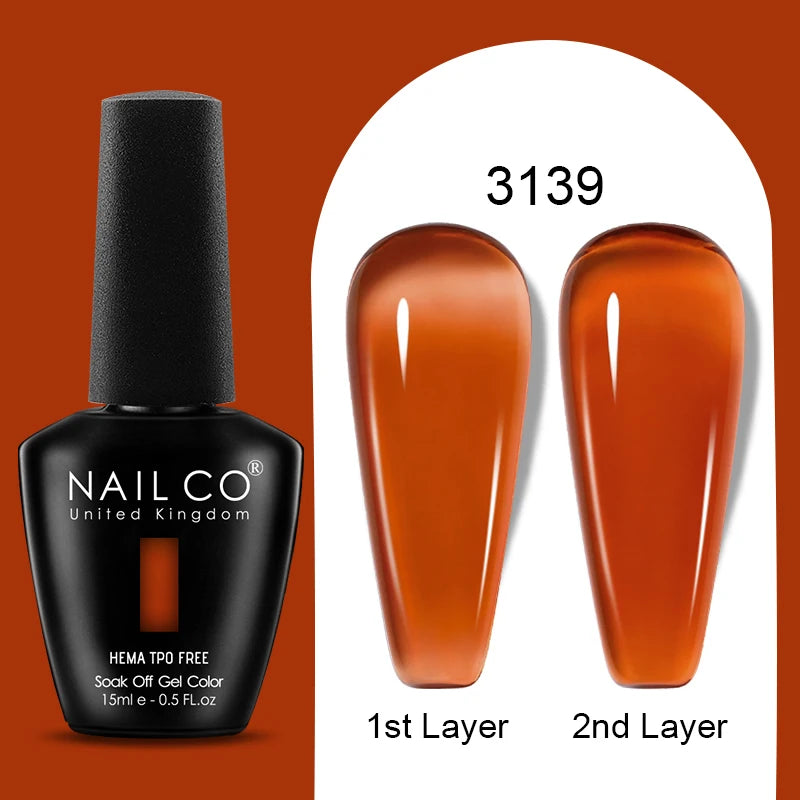 Nailco Jelly Gel Nail Polish Transparent Varnishes 44 Colors Red Pink Qme 3139