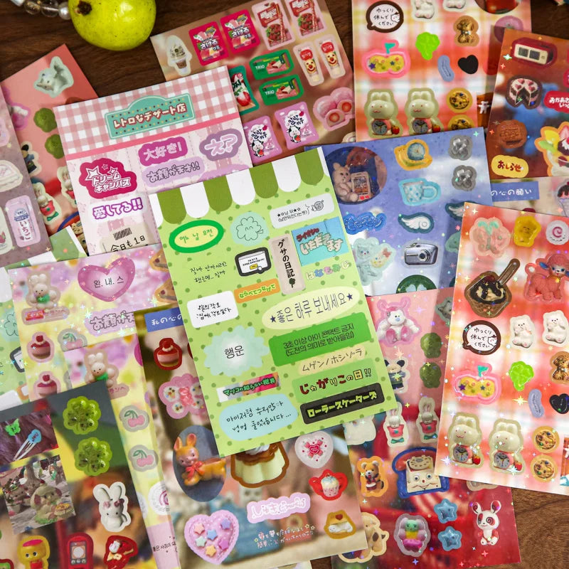 20 Sheets/Bag Old School Vintage General Store Theme Die-Cut Mixed Material Sticker Set for DIY Journal Scrapbooking Qme