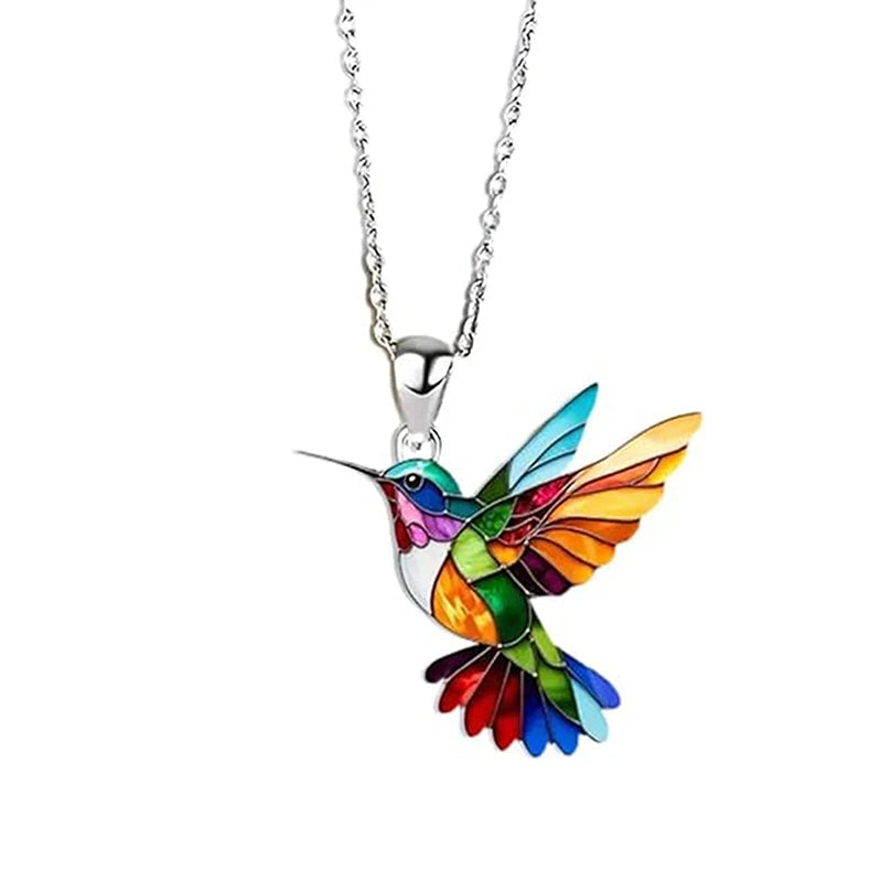 Elegant Hummingbird Necklace Women Exquisite Alloy Pendant Jewelry Qme Silver