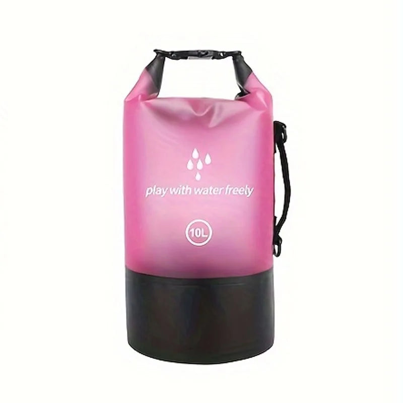 Men's and women's waterproof dry bag, 10L roll top lightweight small storage bag camping, hiking, and beach accessories backpack Qme Pink