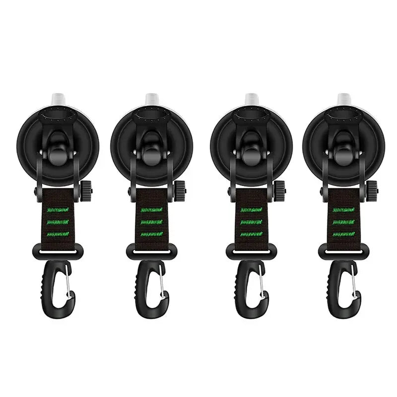 4Pcs Suction Cup Anchor Securing Hook Tie Down Camping Tarp As Car Side Awning Pool Tarps Tents Securing Hook Universal Travel Qme green