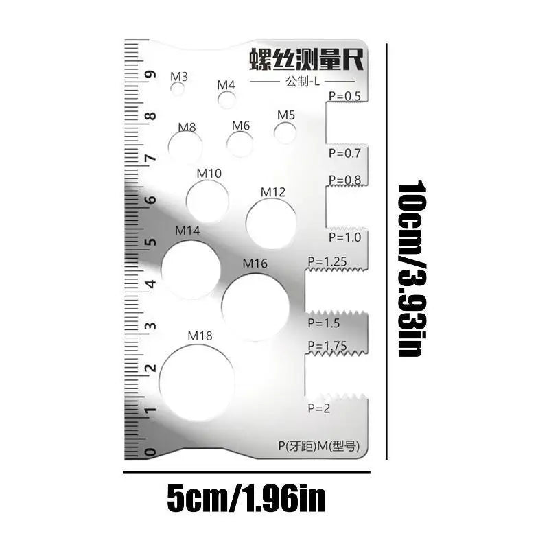 Stainless Steel Thread Checker Screw Pitch Gauge Metric Measurement Ruler Tool For Bolt Nut Screw Bit Caliper Measuring Qme